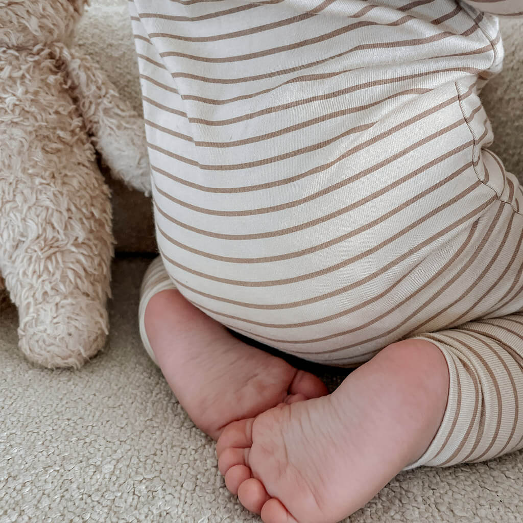 Essential stripe bamboo organic cotton baby zip jumpsuit