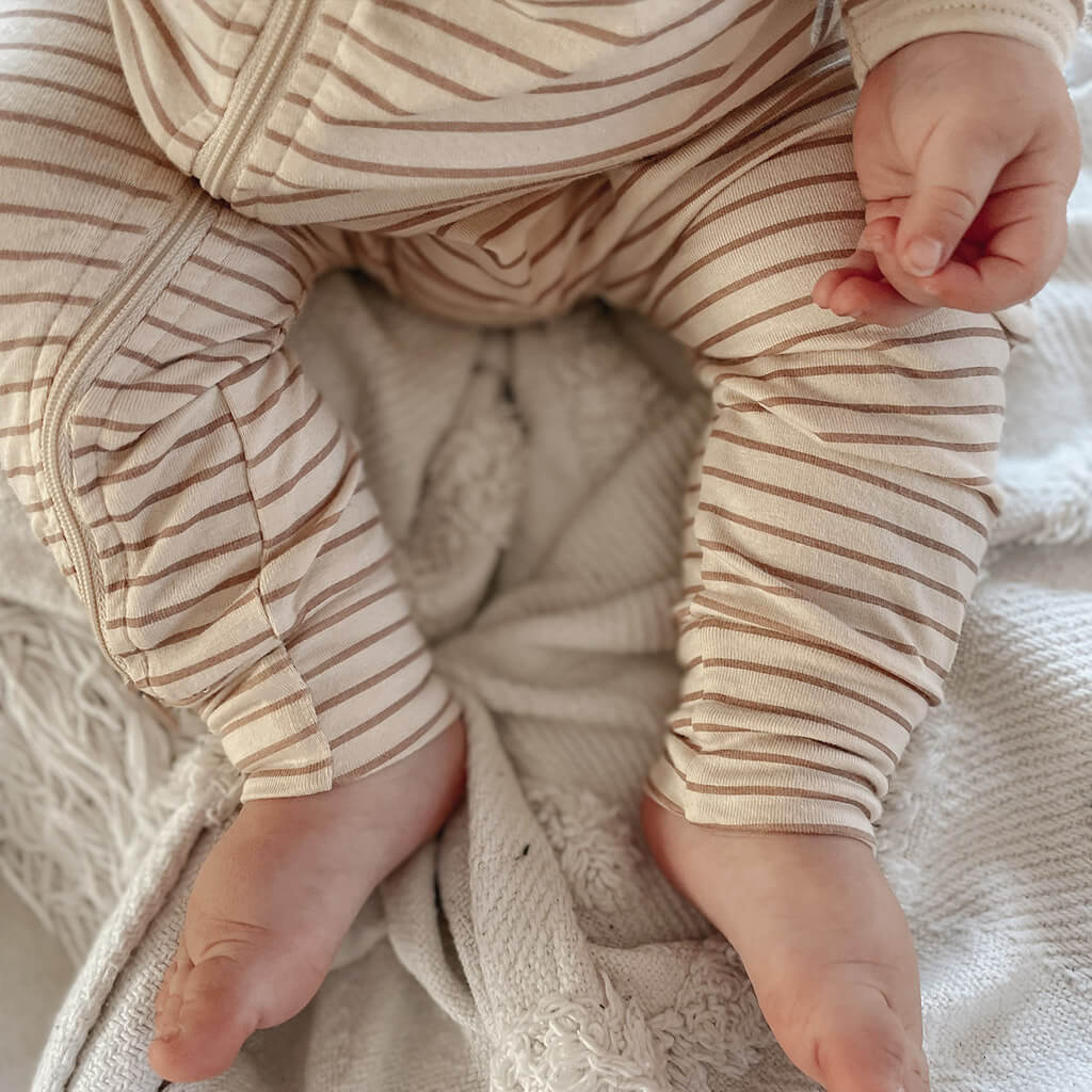 Essential stripe baby bamboo zippy jumpsuit