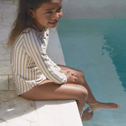 Girls stripe long sleeve swimsuit