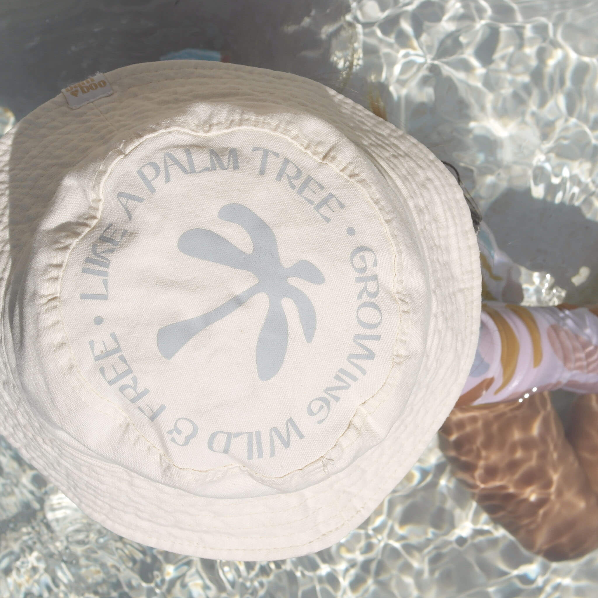 Palm Tree reversible organic cotton bucket hat for babies and kids