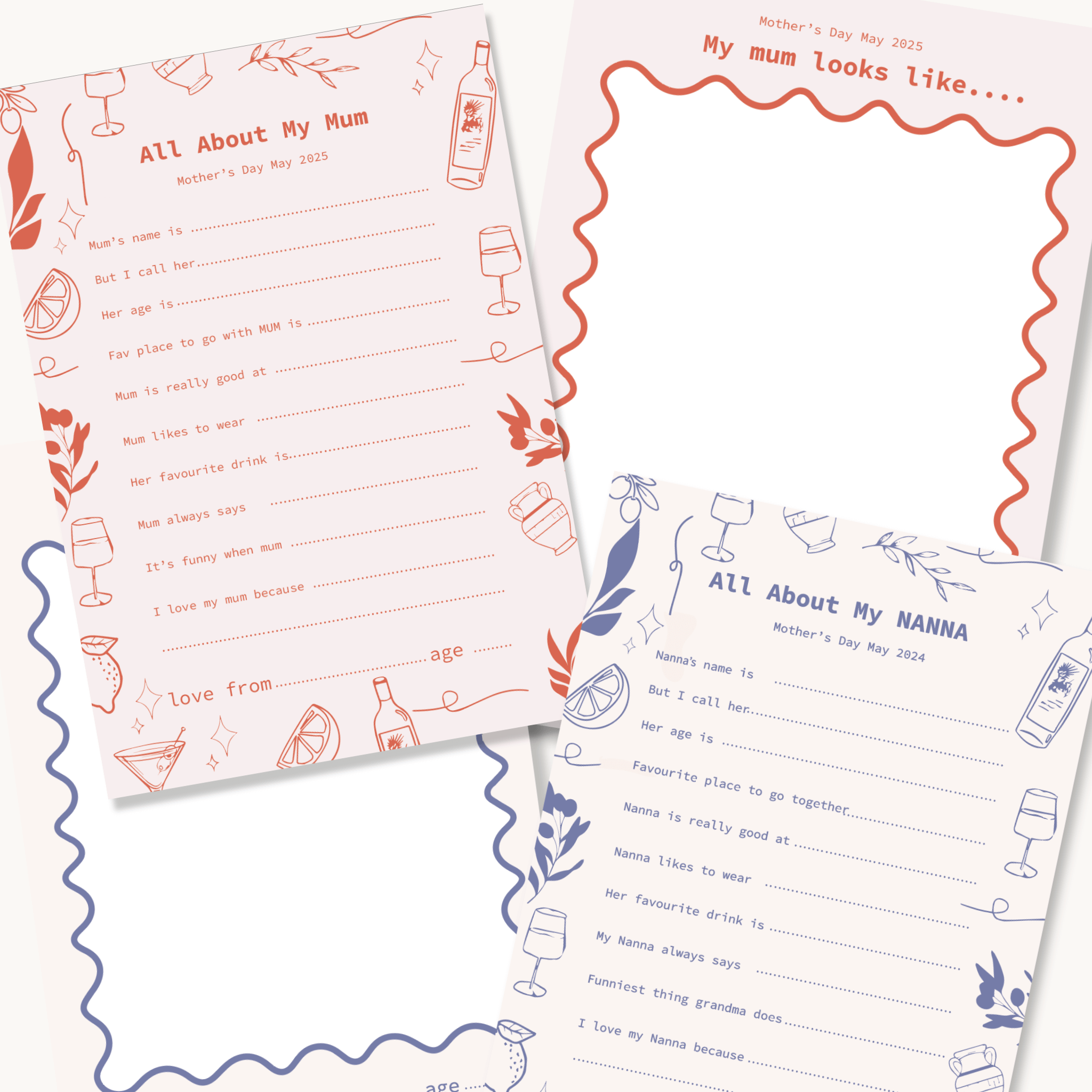 Mothers day questionnaire free printable download by Bam loves Boo