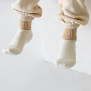 cream and brown Organic cotton Kids sports socks