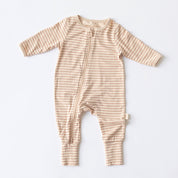 Stripey Bamboo organic cotton baby zip jumpsuit