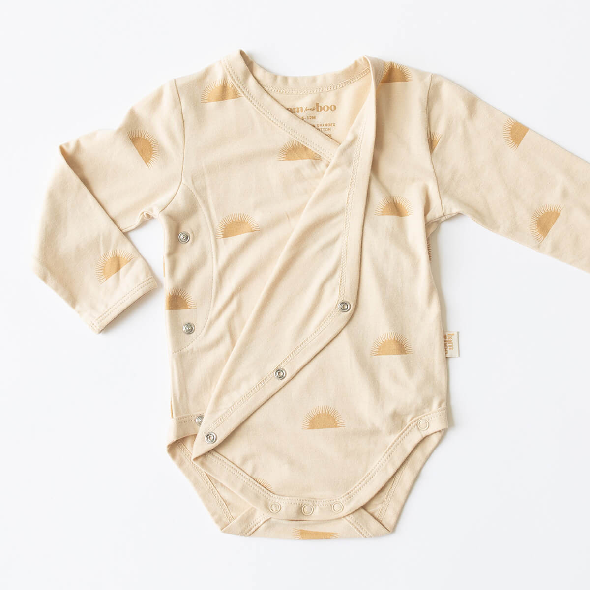 beige sun baby Kimono long sleeve onesie