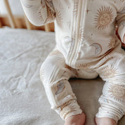 cream celestial Bamboo organic cotton baby zippy jumpsuit