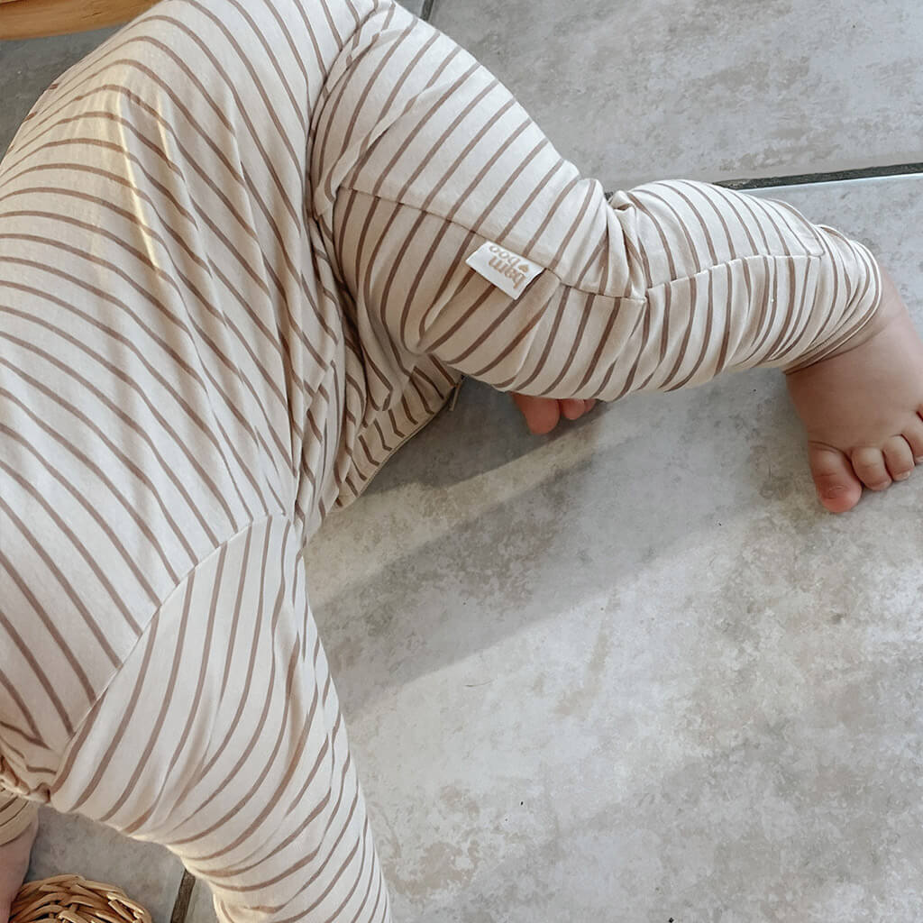 Striped Bamboo organic cotton baby zip jumpsuit