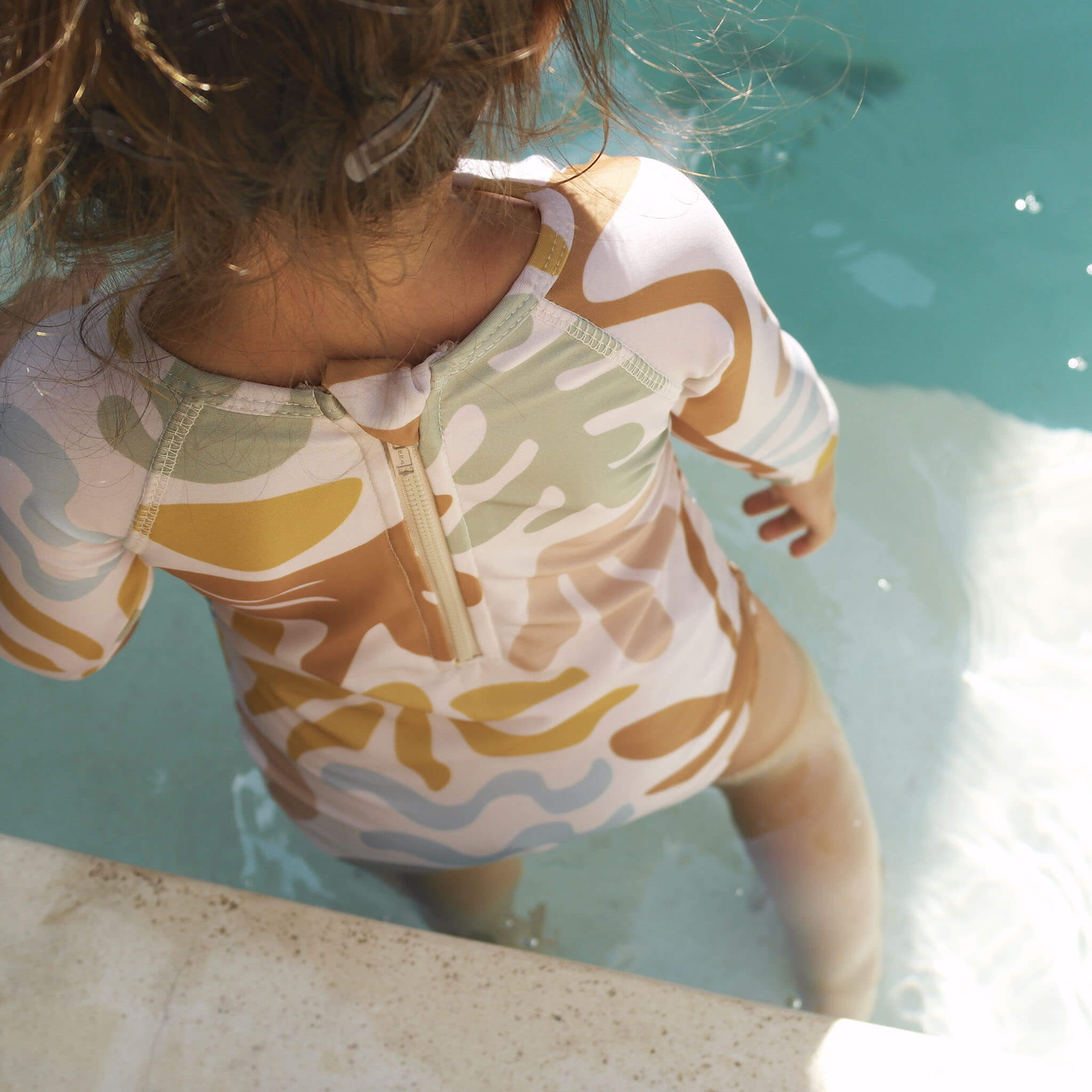Tropicana zip up girls long sleeve swimsuit