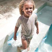 Kids unisex swim rashie green stripe