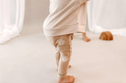 Palm Fan honey coloured printed leggings with elasticated waist by Bam Loves Boo