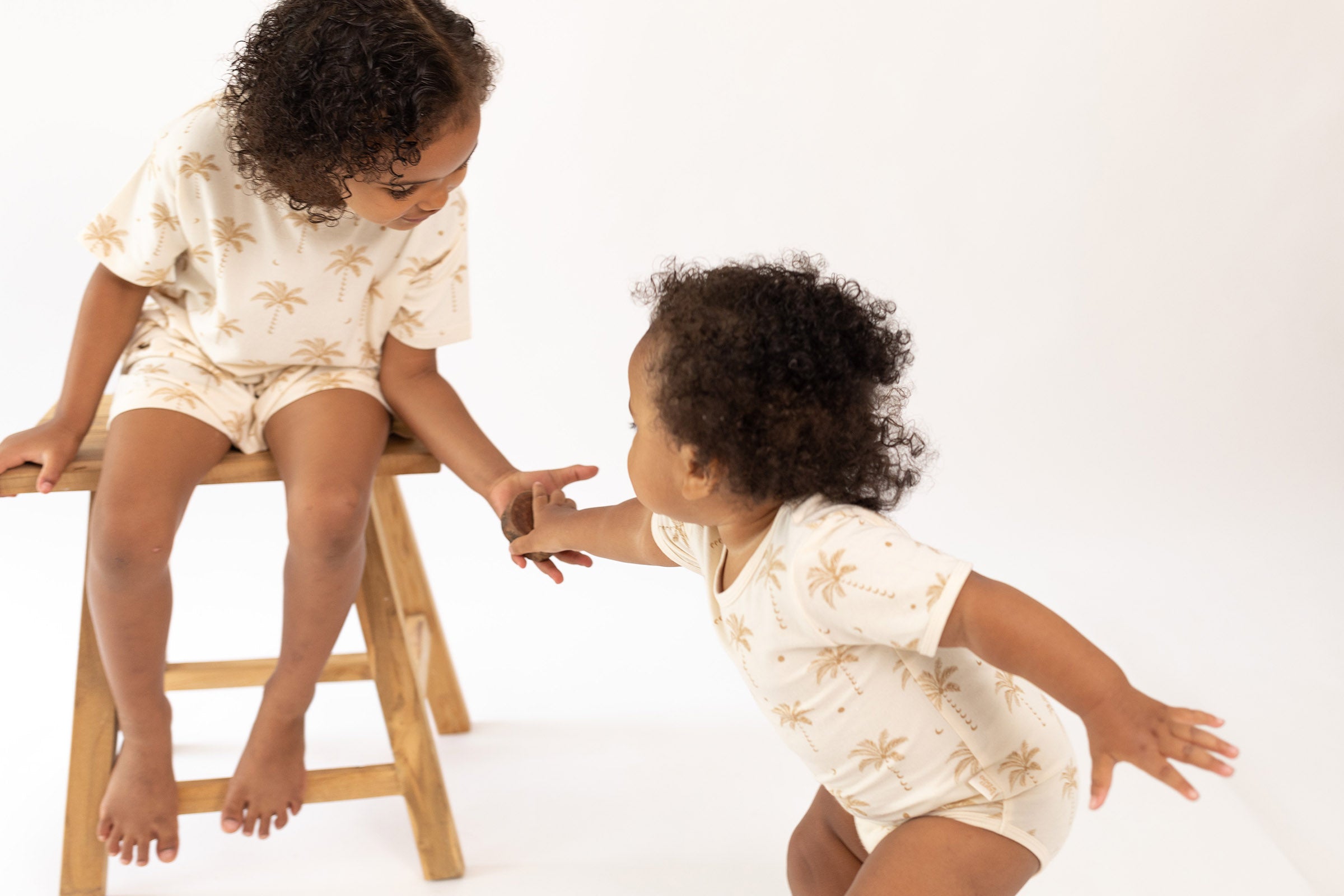 Oasis Palm Tree cream baby onesie by Bam Loves Boo