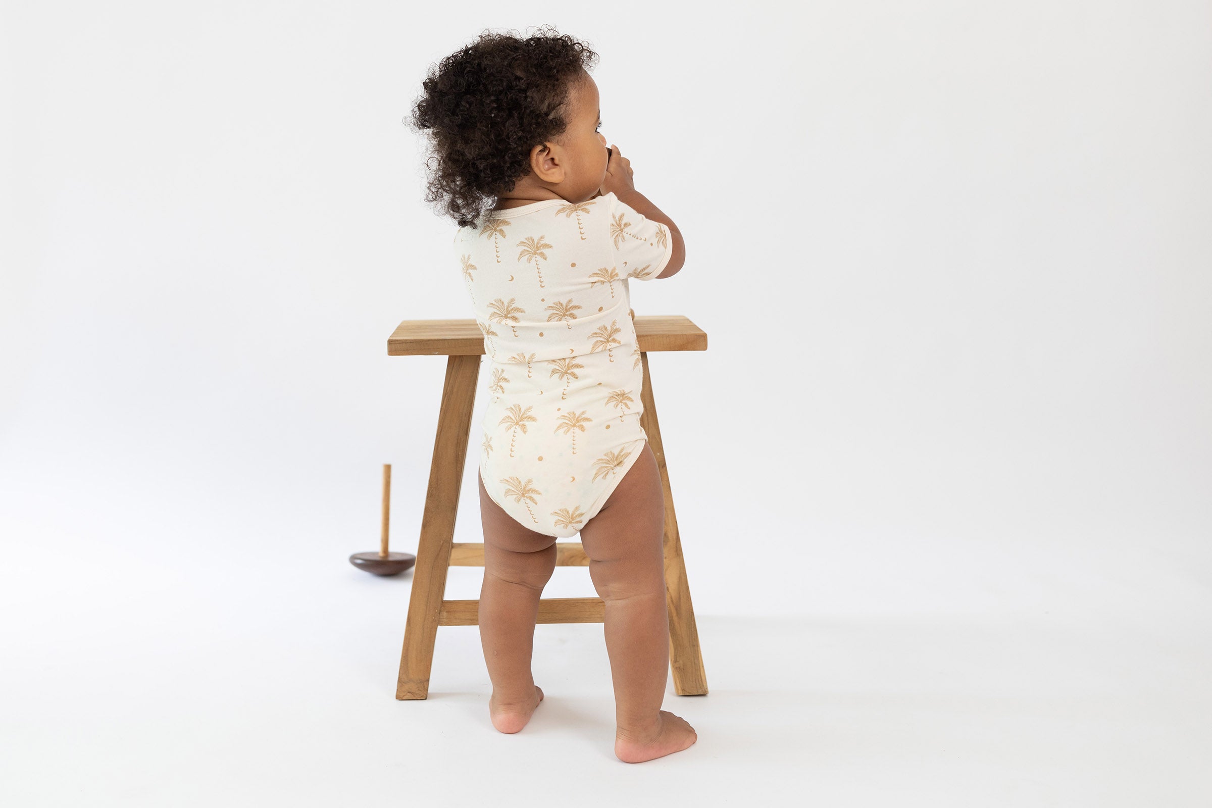 Oasis Palm Tree cream baby onesie by Bam Loves Boo
