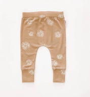 Palm Fan honey coloured printed leggings with elasticated waist, unisex design. by Bam Loves Boo