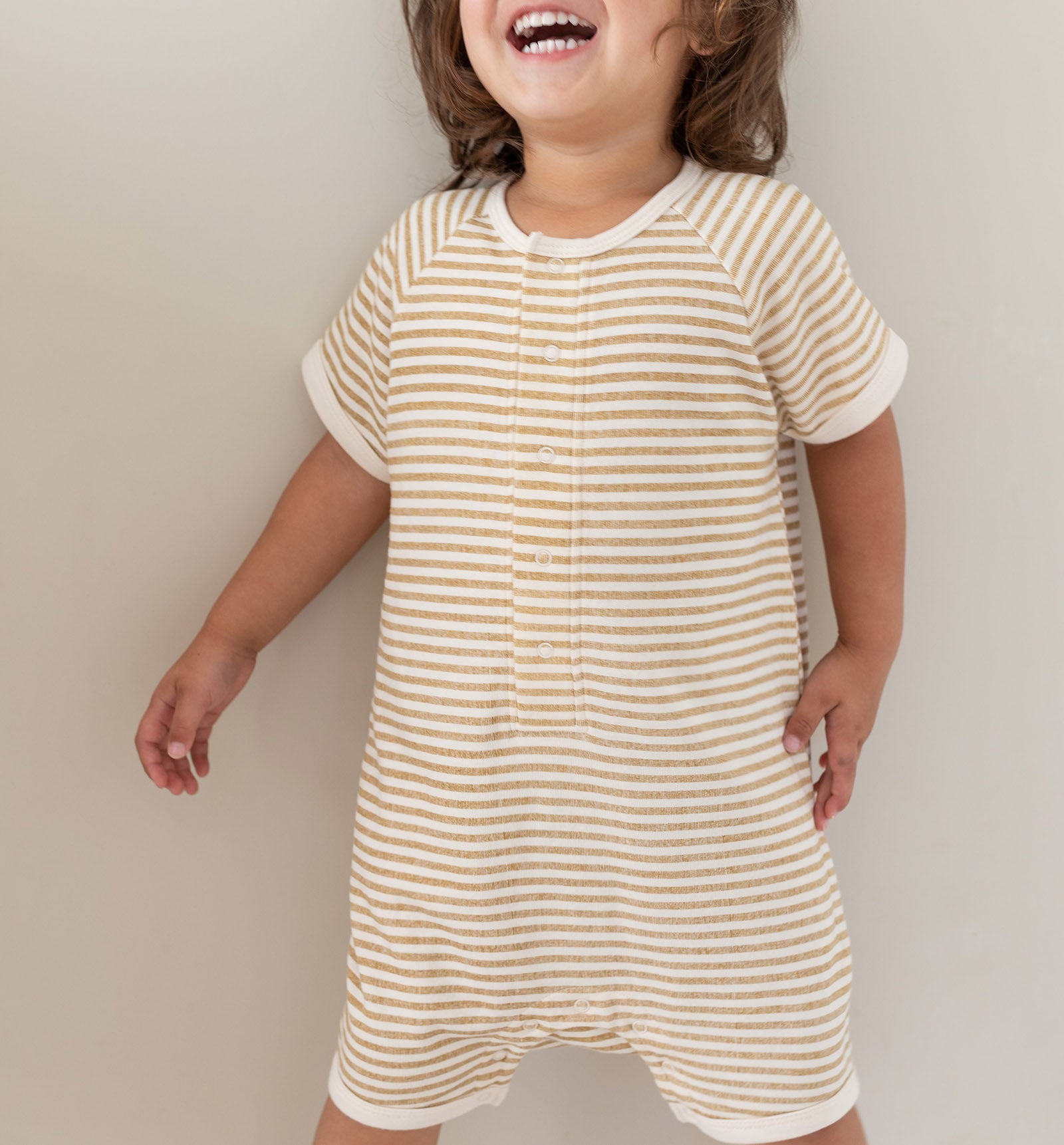 Striped Bamboo and organic cotton Fleece jumpsuit by Bam Loves Boo