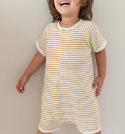 Striped Bamboo and organic cotton Fleece jumpsuit by Bam Loves Boo