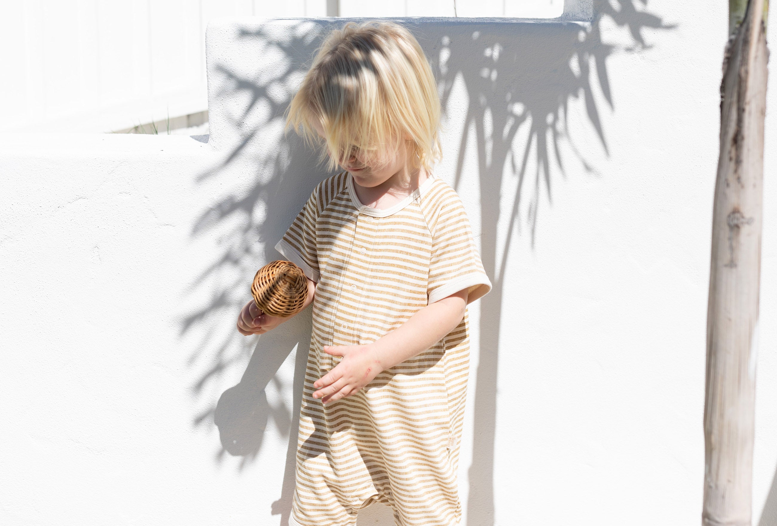 Striped Bamboo and organic cotton Fleece jumpsuit by Bam Loves Boo
