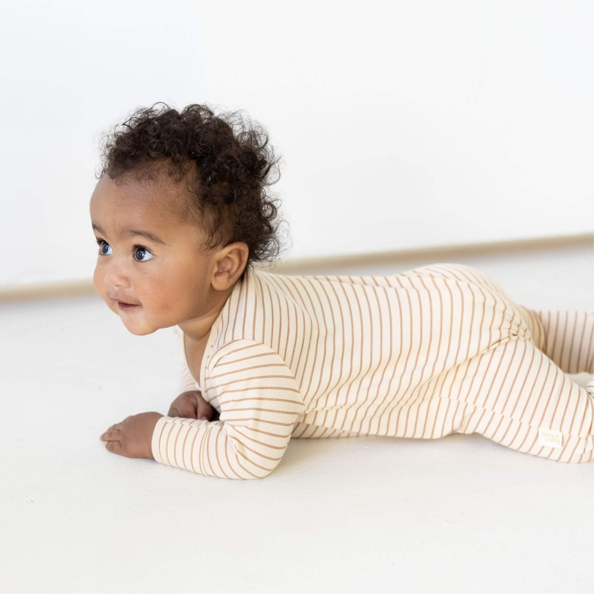 Striped Bamboo organic cotton baby zip up jumpsuit