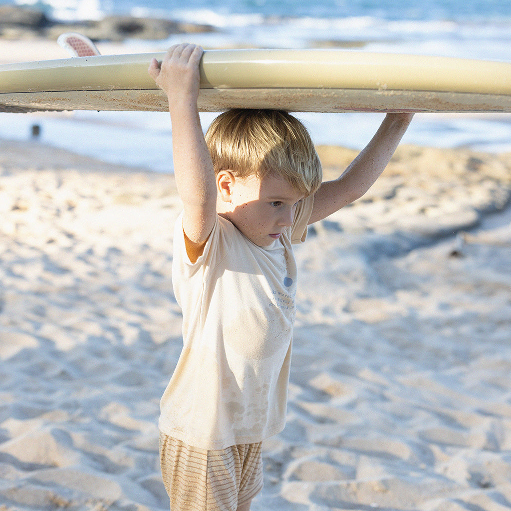 Make waves Cream kids bamboo tee