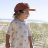 Oasis Moon Palm Kids tee by Bam Loves Boo on beach shoot