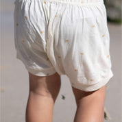 bamboo kids shorts cream with printed palm trees