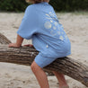 Childs Powder blue beach tee and bike pant shorts