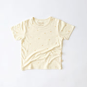 Cream childs bamboo Tee with palm tree pattern