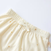 bamboo organic cotton cream palm tree shorts with tie waist