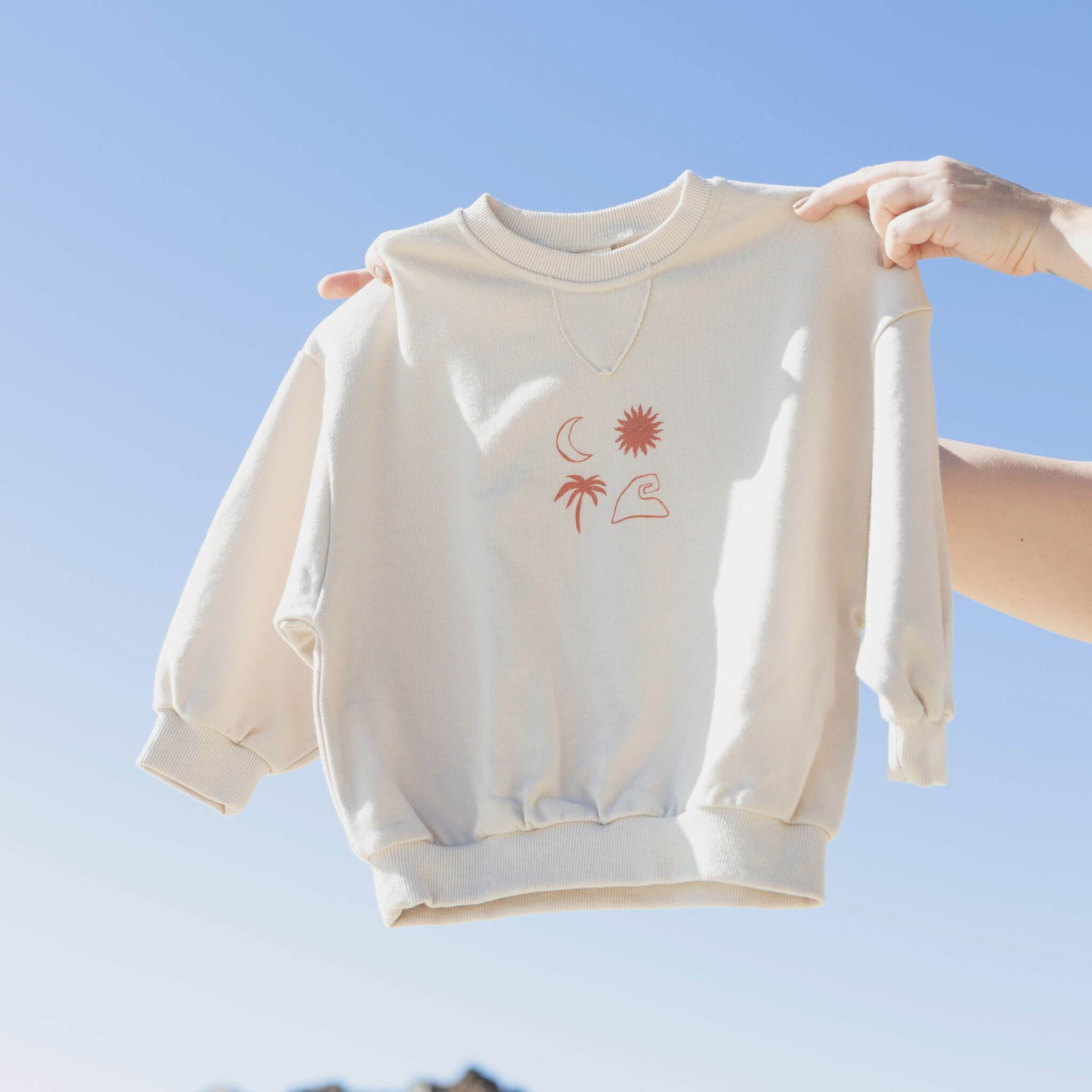 Kids jumper with  beach icons organic cotton