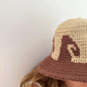 Brown and beige wave design crochet hat