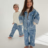 Kids Blue printed cali denim printed jacket by Bam Loves Boo
