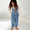 Kids blue denim bowie overalls with Cali Print