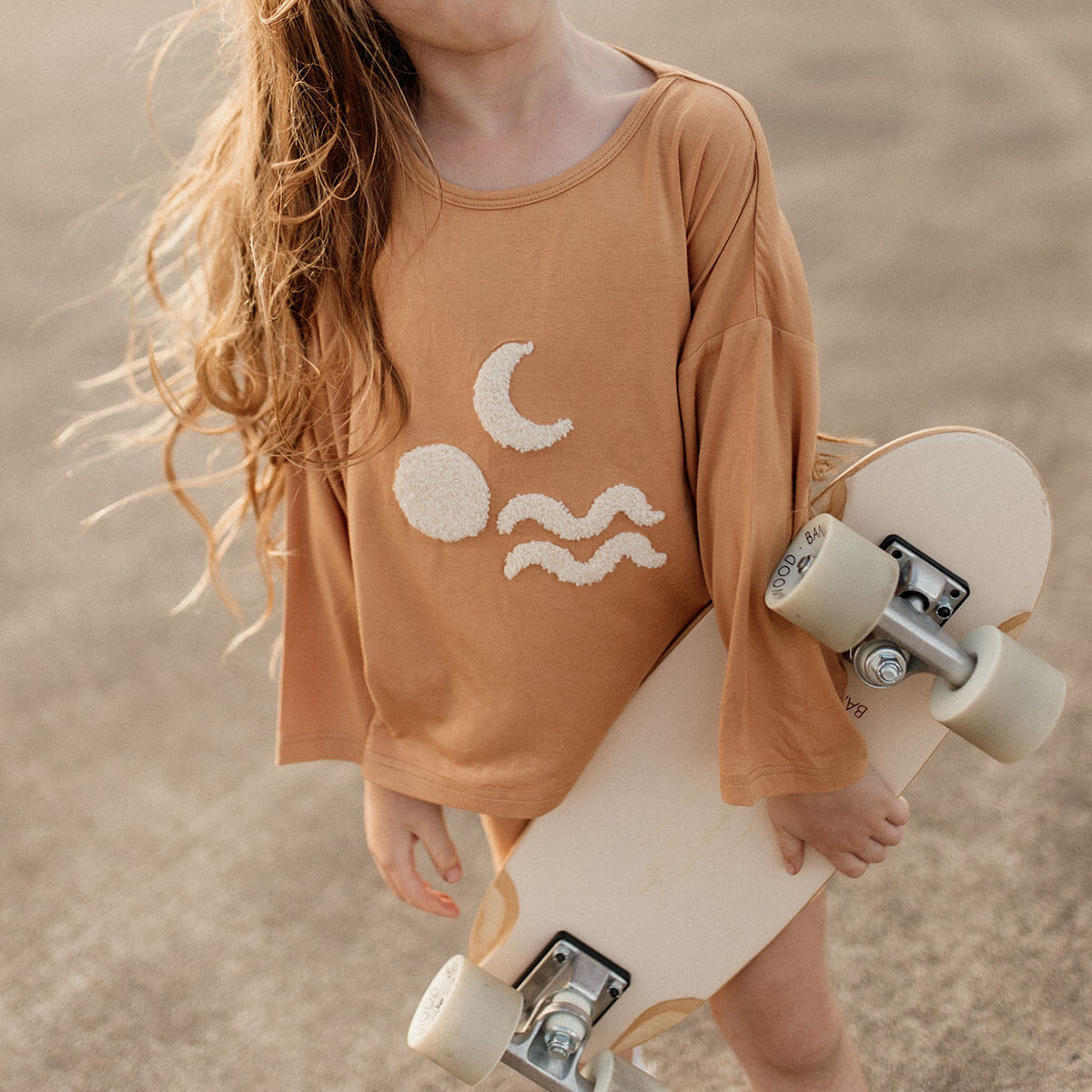 Childrens long sleeve box tee with embroidery