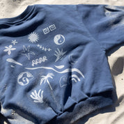 Kids jumper with back print and beach icons 100% organic cotton