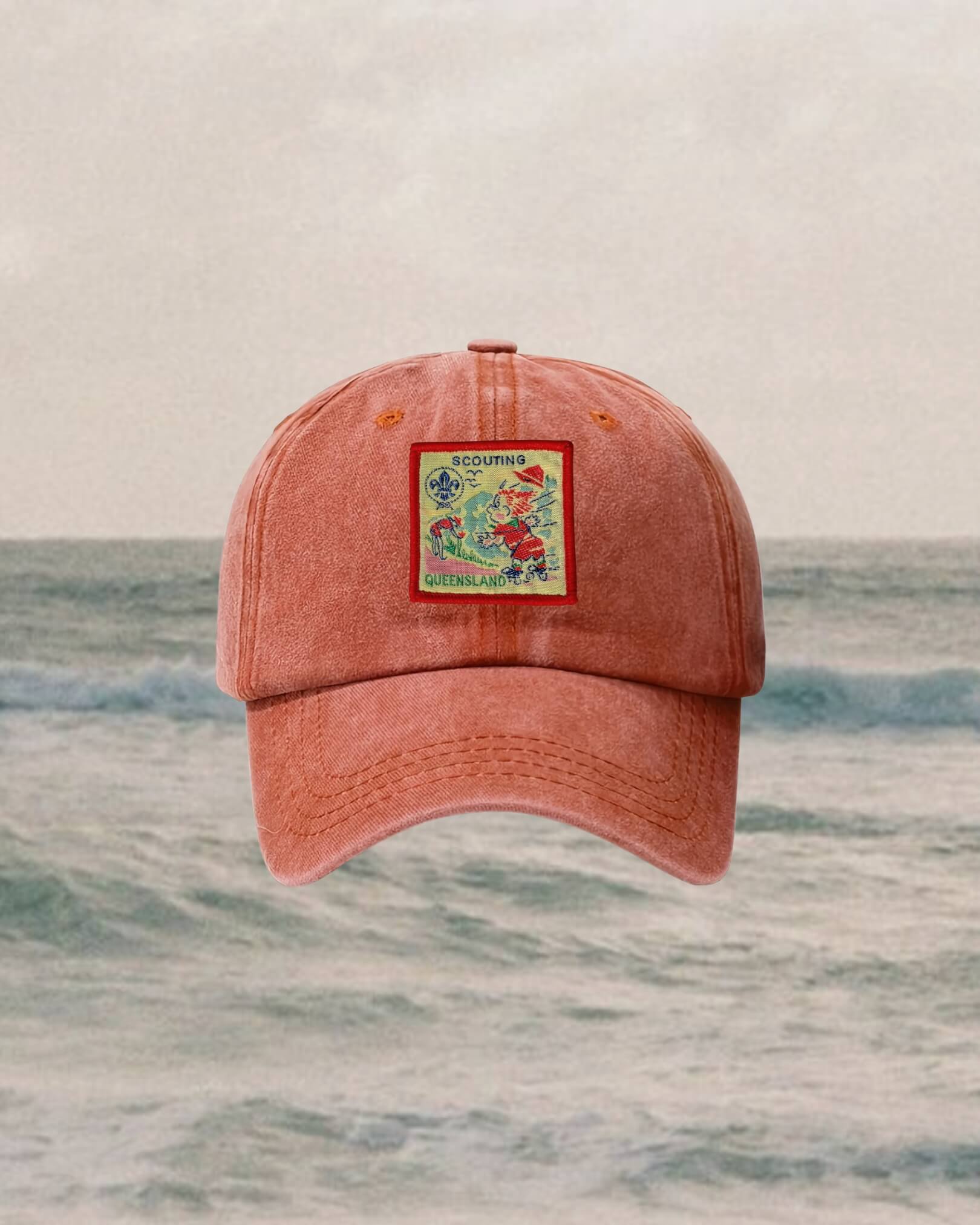 90s kids red cap with scout badge