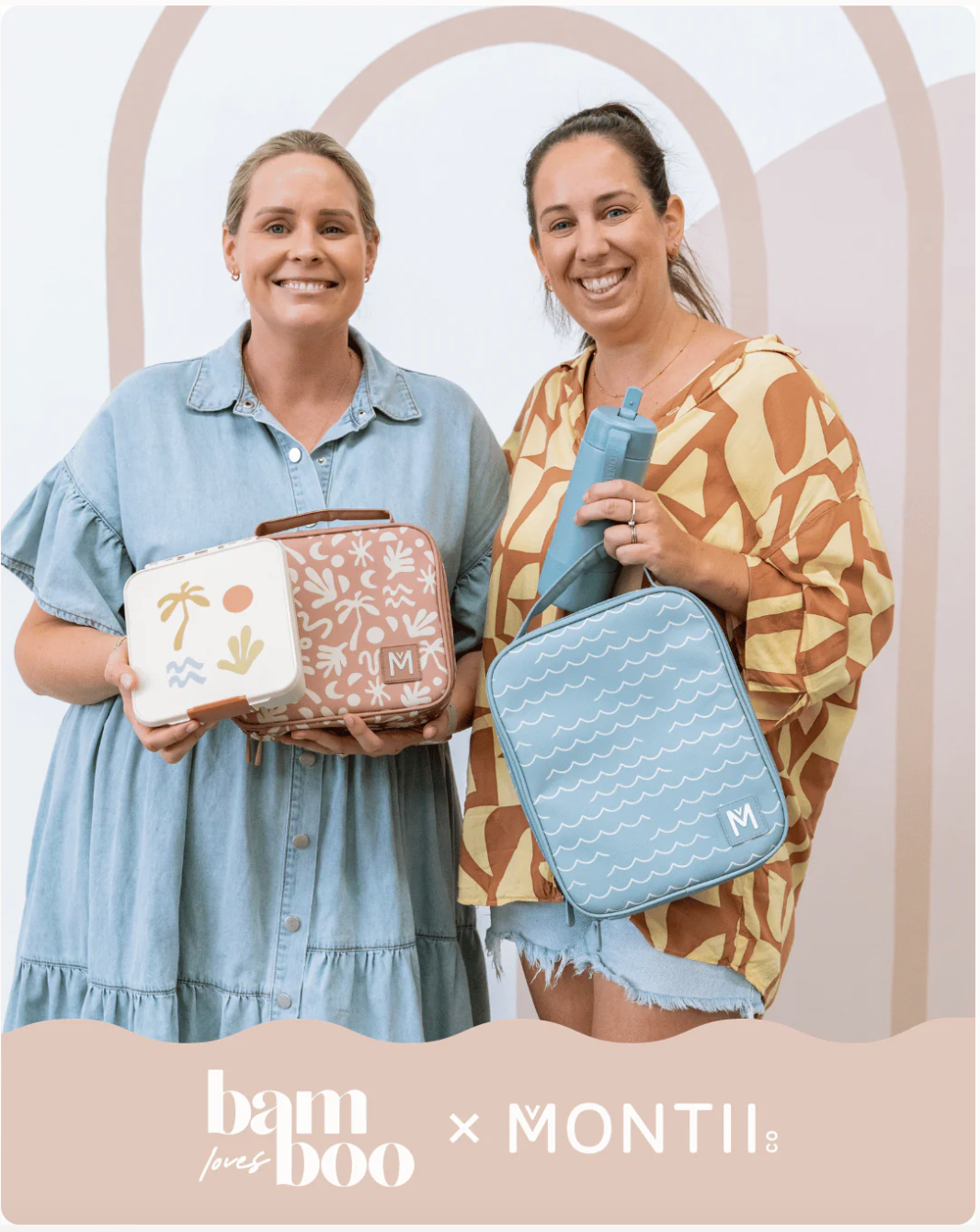 Montii X Bam Loves Boo Lunch box and lunch bag collaboration Steph and Hannah