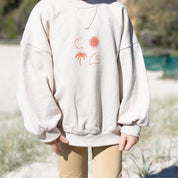 slouchy Kids cream and red jumper  organic cotton