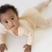 Stripey Bamboo organic cotton baby zip jumpsuit