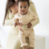 baby beige sun printed bamboo jumpsuit