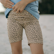  bamboo kids leopard print shorts and a light blue top 