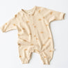 Bamboo baby fleece snap jumpsuit with sundown print 