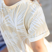 Hula Palm cream and yellow vintage palm jumpsuit