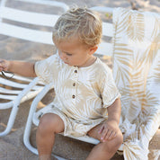 Hula Bamboo baby jumpsuit vintage palm leaves print