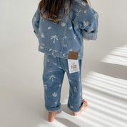 Kids blue denim jeans and denim jacket