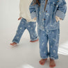 Kids Blue Denim printed Jeans and jackets