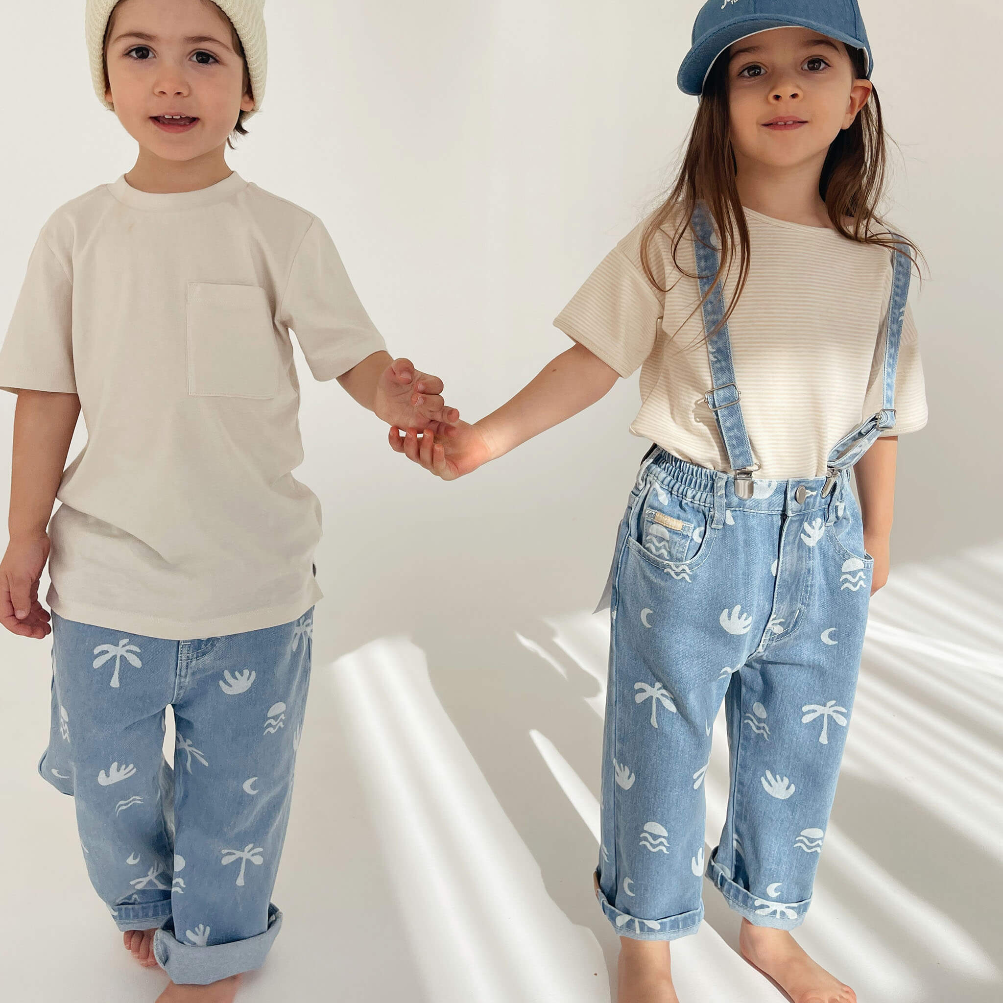 Kids Blue denim collaboration Cali printed