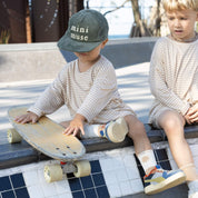 skateboard kids with striped bamboo clothes