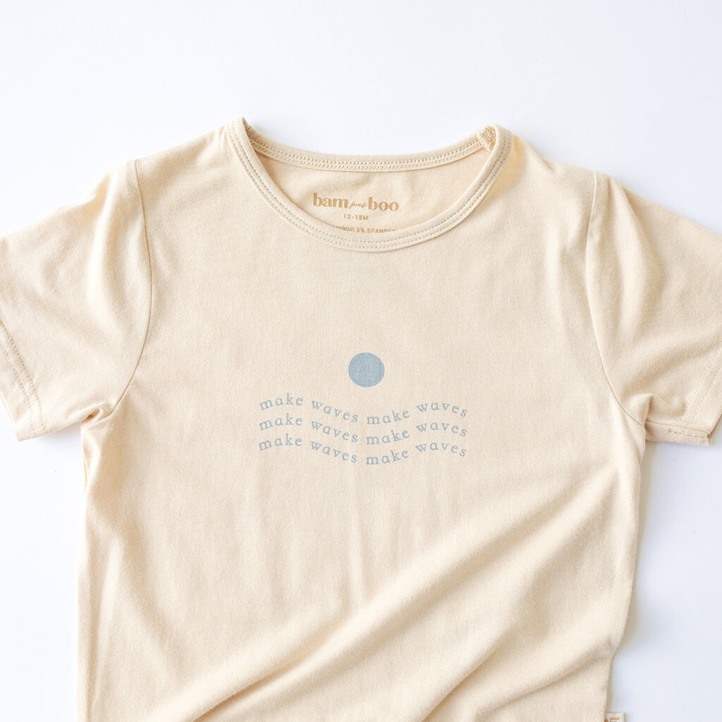 make waves beige bamboo kids tee