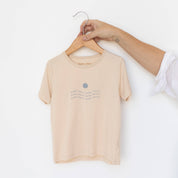 cream and blue Make waves kids bamboo kids tee