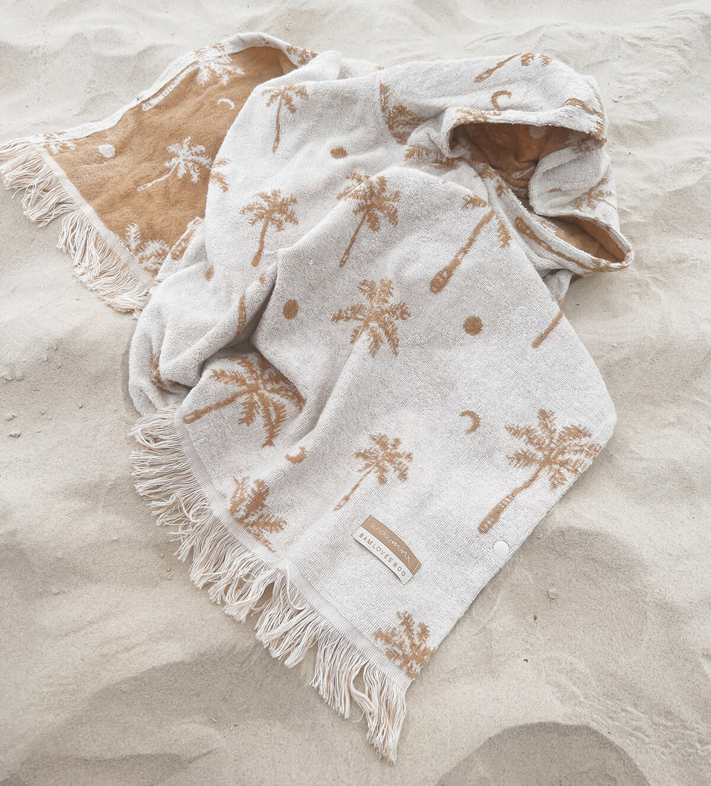 Oasis Palm Tree Kids Poncho hooded Beach towel