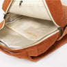 inside open view of kids organic cotton rust backpack