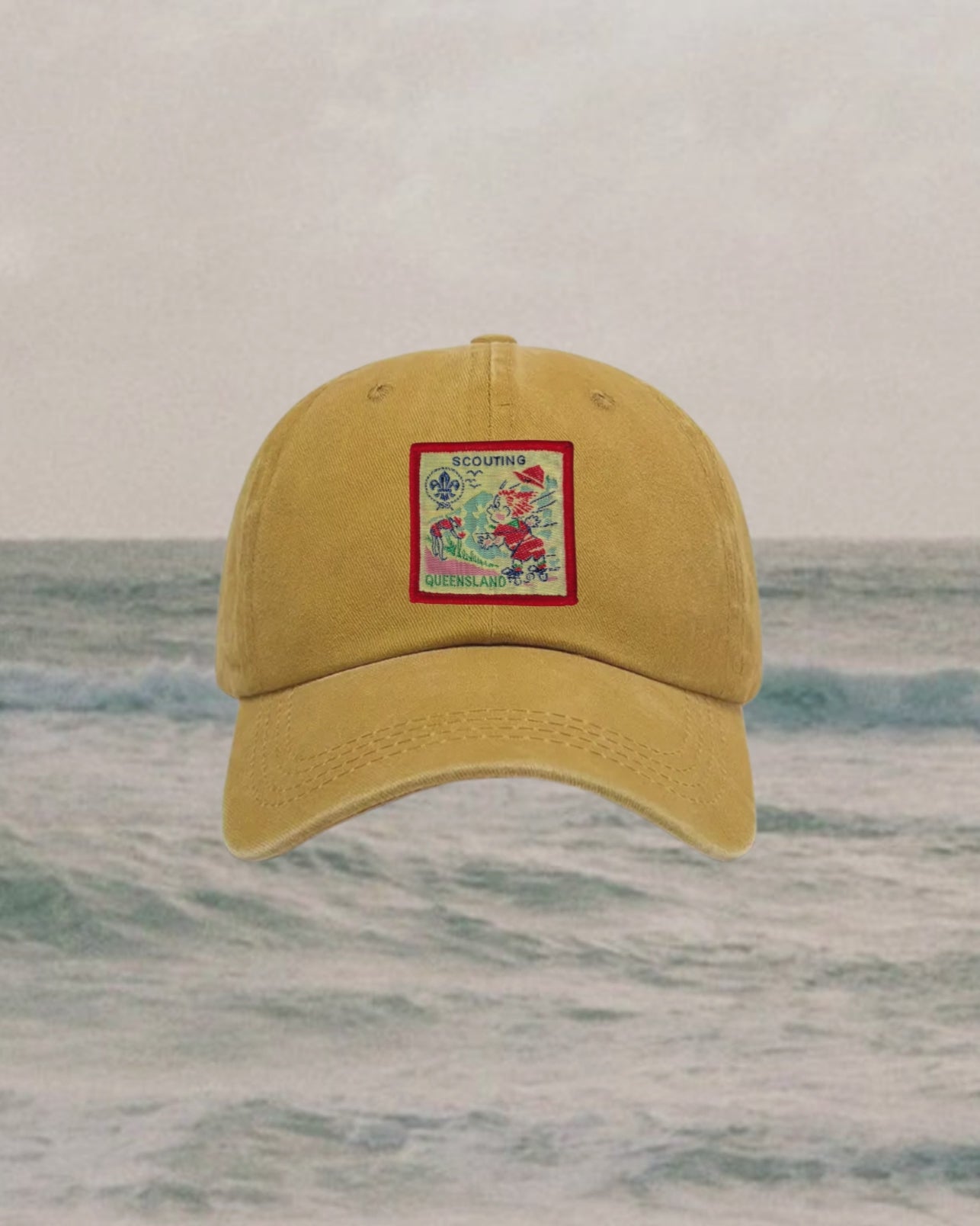 video of mustard dad cap with changing scout badges
